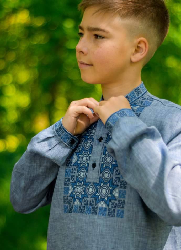 Вишиванка для хлопчика Зірка (блакитна)
