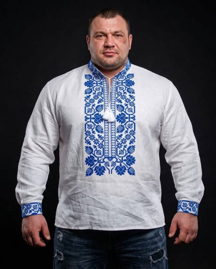 Чоловіча вишиванка Всеволод (біло-синя)